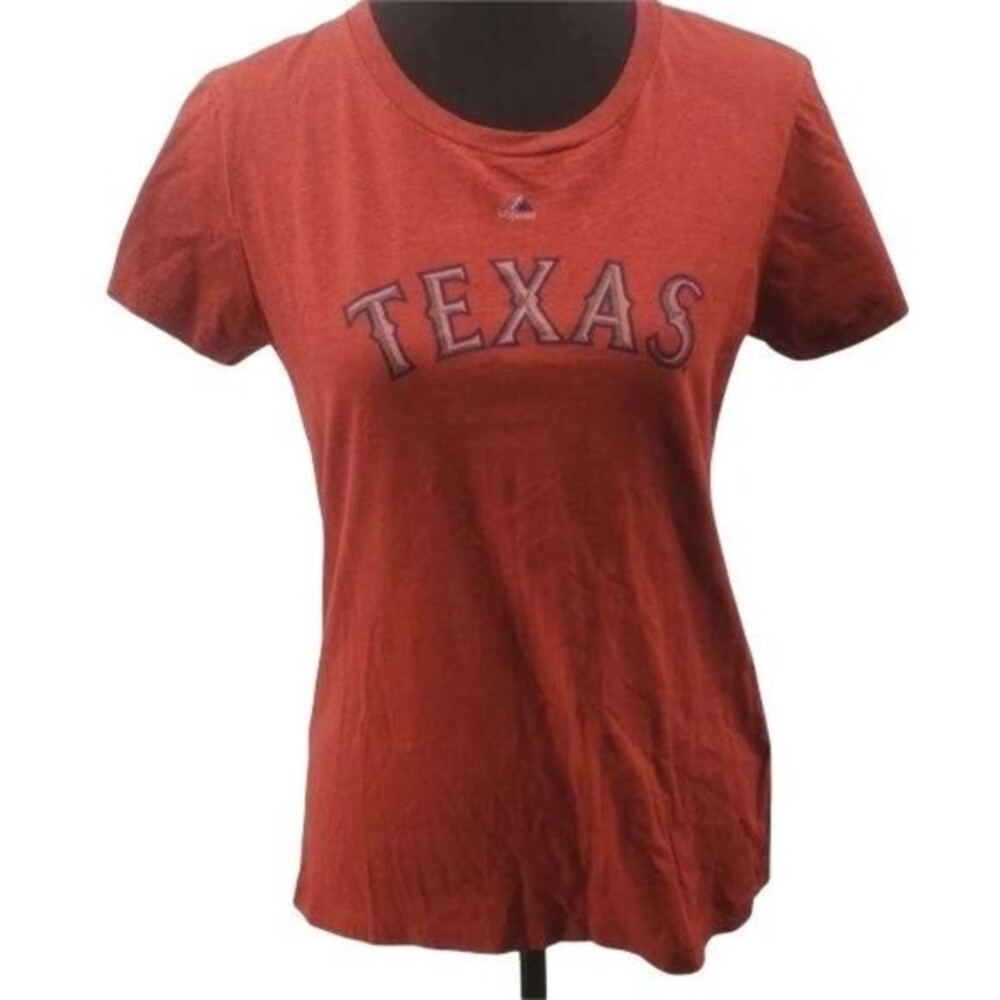 Majestic Red Short Sleeve "TEXAS" T Shirt sz L